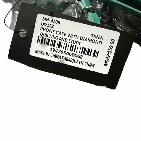 Badgley Mishka Teal Vegan Leather Crossbody Bag Purse Phone Case with Studs - Picture 7 of 9